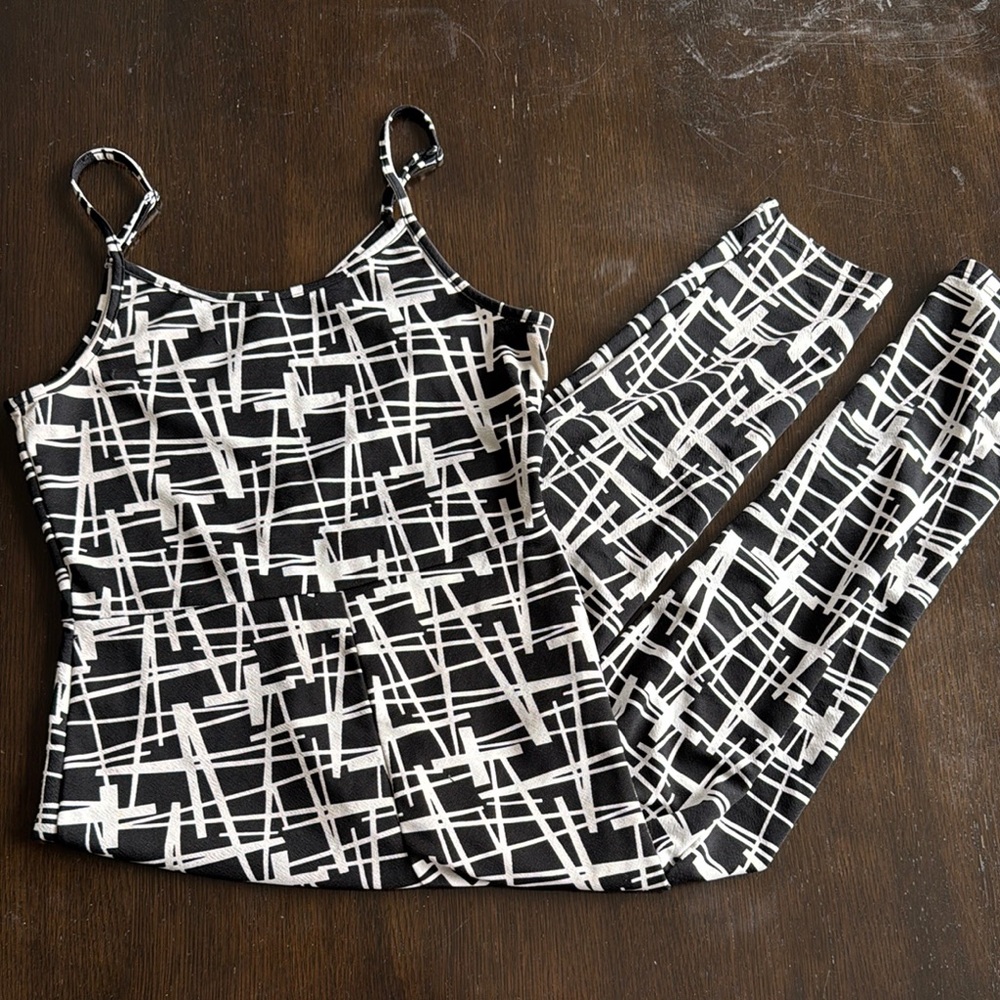SHEIN Black and White Geometric Bodysuit